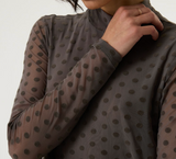 GREY MESH FLOCK POLKA MOCK