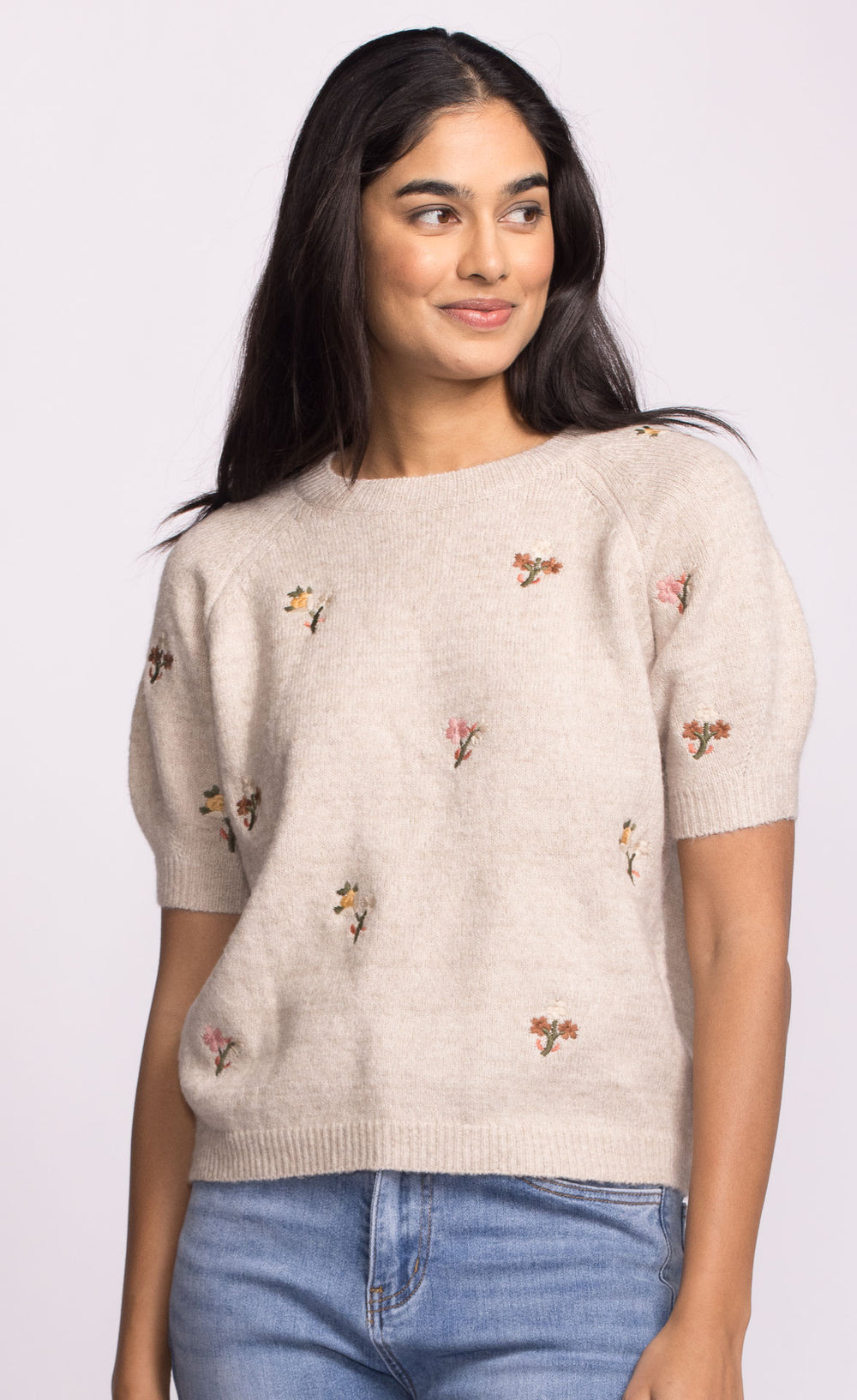 ALVA EMBROIDERED KNIT S/SLV