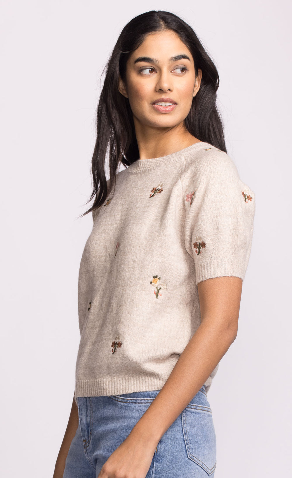 ALVA EMBROIDERED KNIT S/SLV