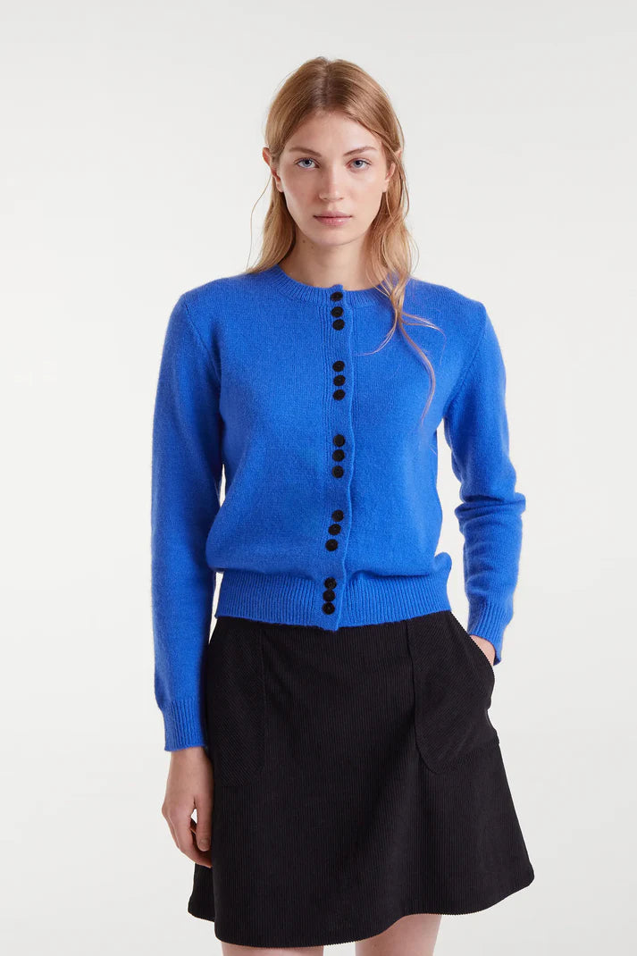 DEEP ROYAL CARDI W/TRIPLE BUTTONS