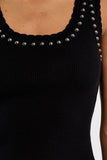GUNMETAL STUD SCALLOP BLACK TANK