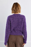 NANNYS PURPLE KNIT CARDI W/IVORY BUTTONS