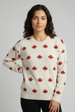 FALLING MAPLES WHITE ON RED CANADA SWEAT