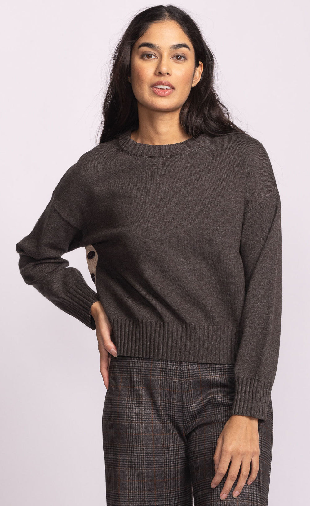 GRIGIO BUTTON SIDE GREY SWEATER