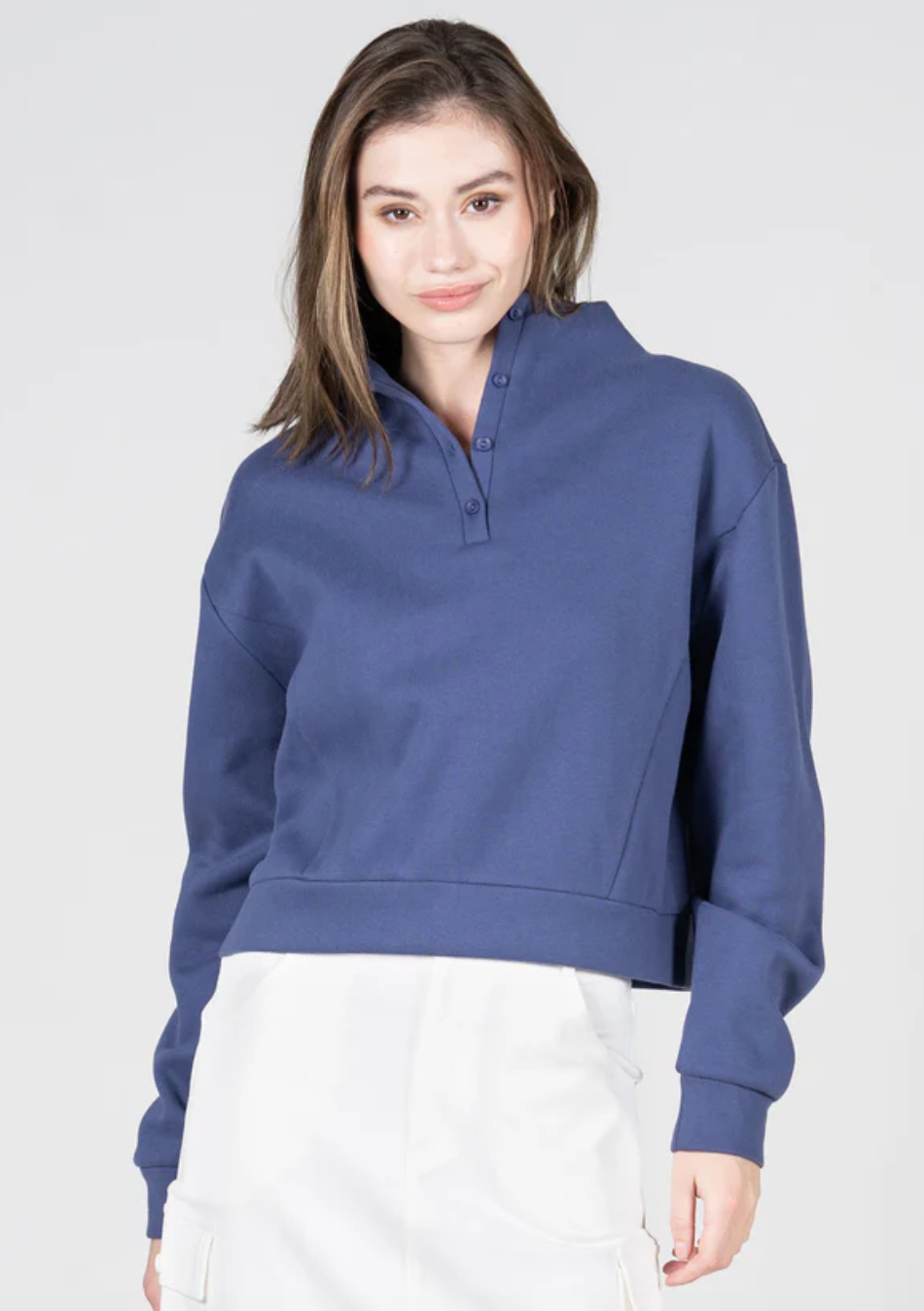 KAROO DENIM BLUE FLEECE HENLEY