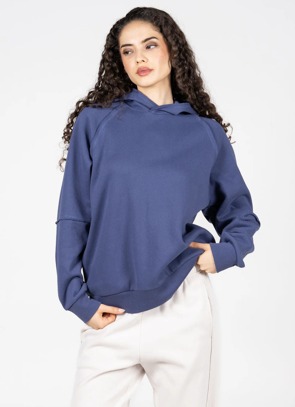 PETRO BLUE OVERSIZE FLEECE HOODIE