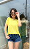 LIZ BURNOUT YELLOW ALINE CAP TEE