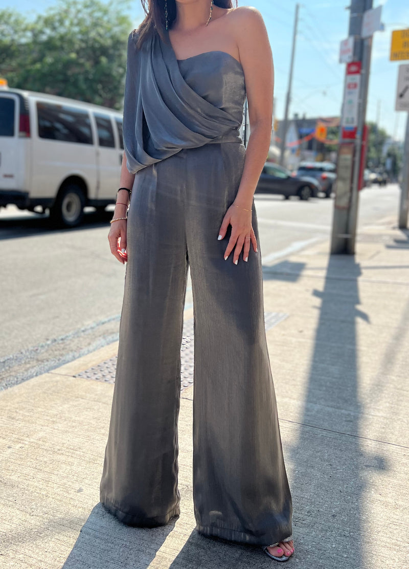 One shoulder jumper shop pants