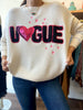 VOGUE IVORY SWEATER PINK SEQUINED & PATC