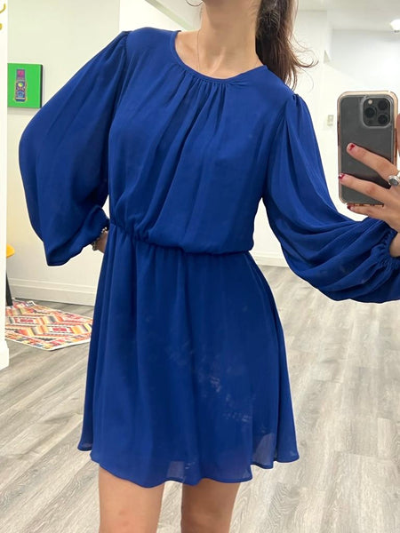 HAYLEY ROYAL BLOUSE CINCHED DRESS