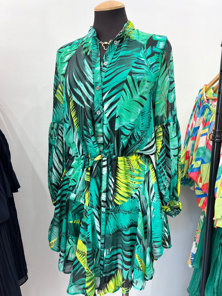 IN THE WILD GREEN BUTTON DR L/S