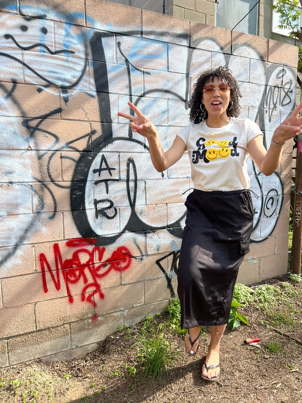 BELLE BLACK PULL UP CARGO SKIRT