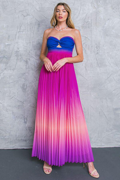 HAWAII SUNRISE OMBRE TUBE JUMPER PLEATED