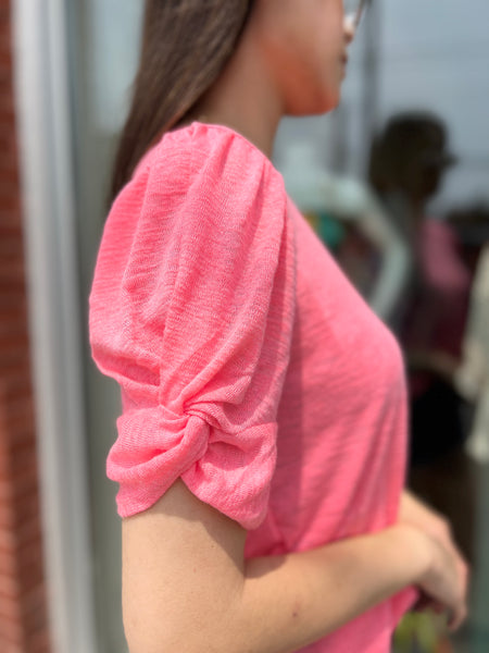 LIZ BURNOUT NEON PINK ALINE CAP TEE