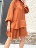 COPPER CINCH NECK FLOW DRESS