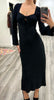 MICHALINA BLACK RIB DR W/ROMANTIC BUST L