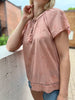 DUSTY ROSE EMBROIDERED PEASANT TOP