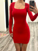DRESS STACY RED SQ NECK