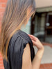 BRING IT IN BLACK SATEEN TOP