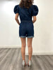 SHANNON BROWN RUFF DARK DENIM ROMPER