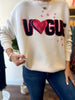 VOGUE IVORY SWEATER PINK SEQUINED & PATC
