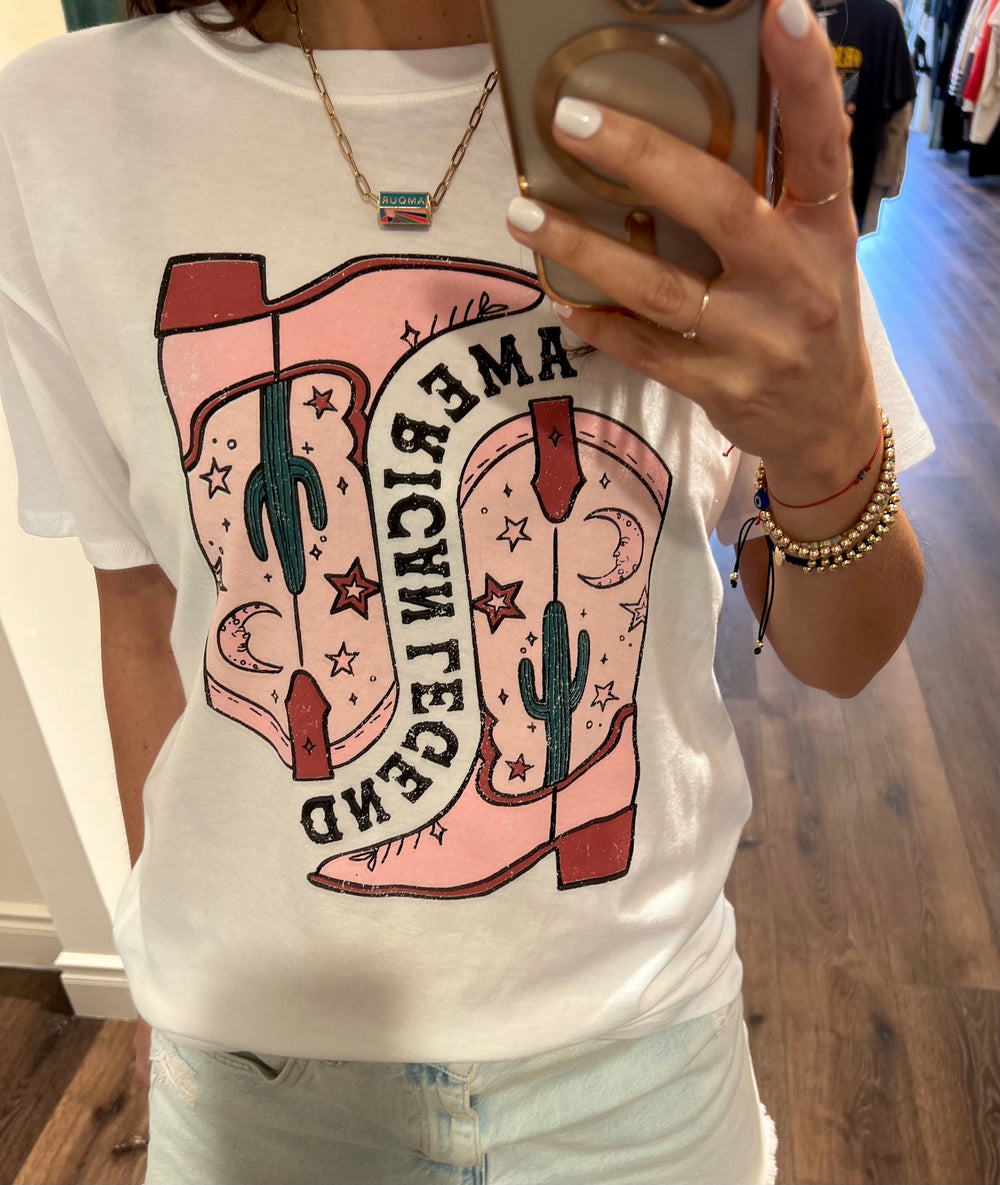 AMERICAN LEGEND PINK BOOTS TEE