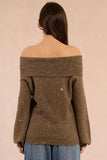 BRONZE GOLD SEQUIN COWL SWEATER