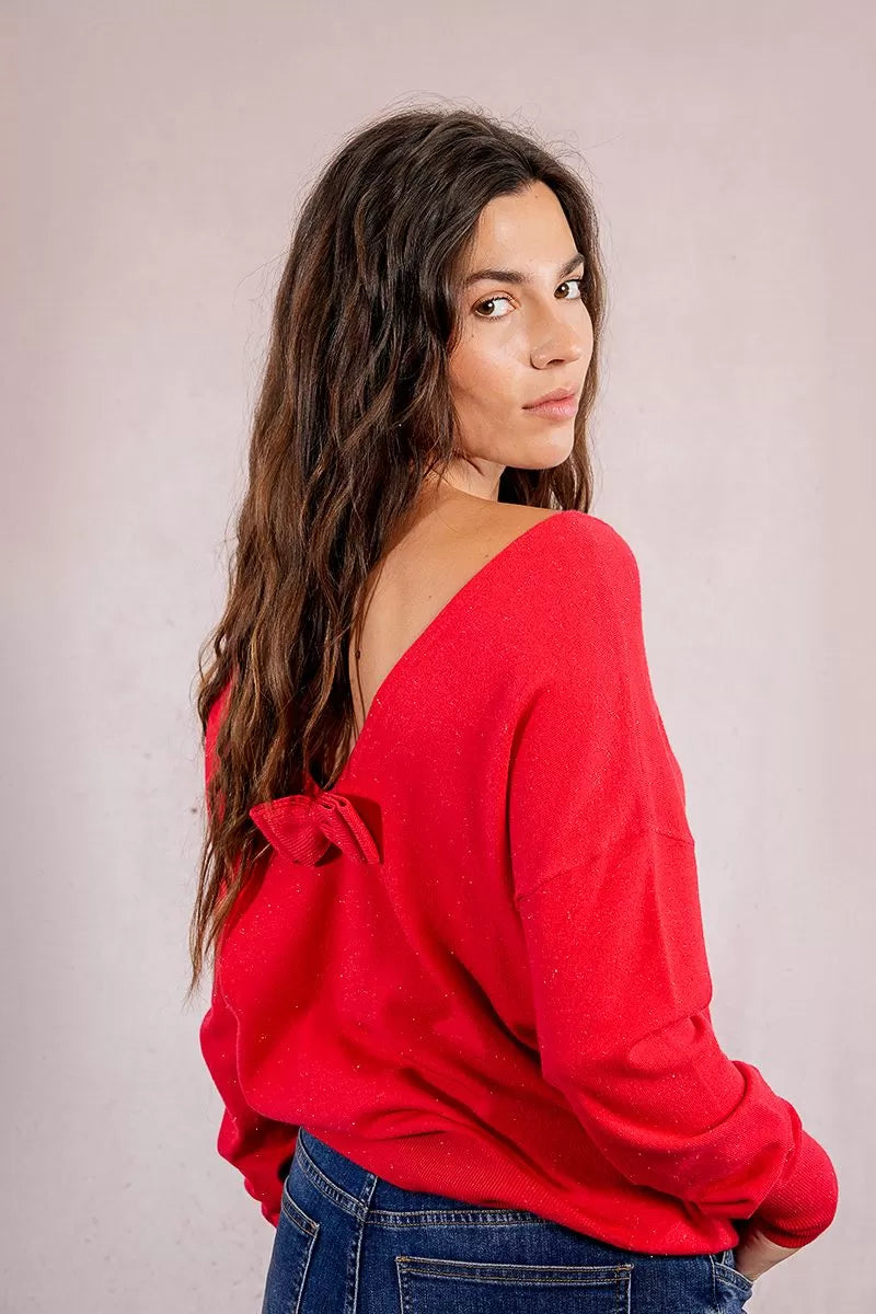 RED BOW BACK SW W/GOLD FLEX