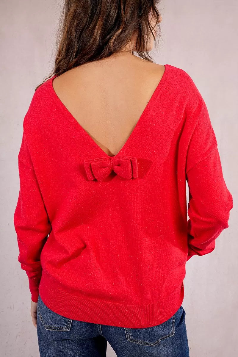 RED BOW BACK SW W/GOLD FLEX