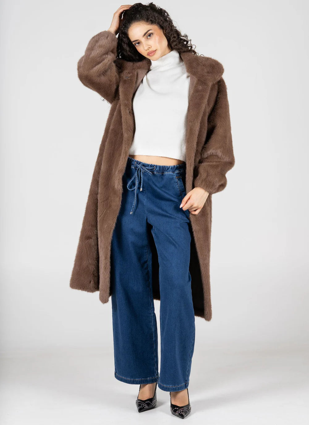 JESS FAUX FUR MOCHA LONG COAT