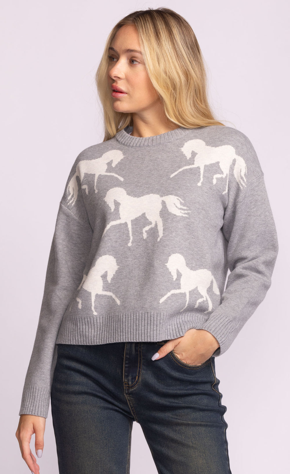 MEADOW GREY HORSE SWEATER