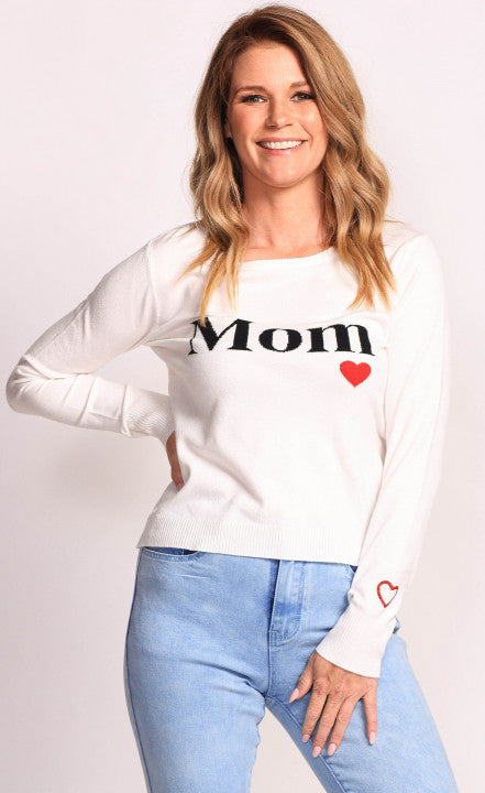 MIGHTY MOM WHITE SWEATER