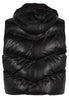 NAMICA BLACK PUFFER LEATHER VEST HOODED