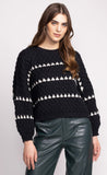 QUINN BLACK WHITE PRINT CABLE SWEATER