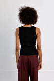 GUNMETAL STUD SCALLOP BLACK TANK
