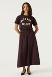 DEEP CHOCOLATE PULL UP ALINE MID SKIRT