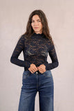 LACE NAVY L/S TOP