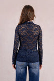 LACE NAVY L/S TOP