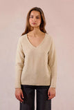 ZALE CREME GOLD SEQUIN VNECK SWEATER