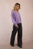 MAUVE PINK SPARKLE VNECK SW