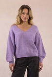 MAUVE PINK SPARKLE VNECK SW