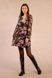 BLACLO PURPLE FLORAL CHIFF MINI DRESS