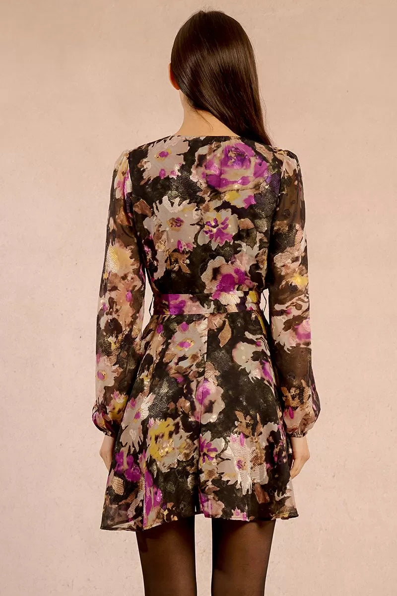 BLACLO PURPLE FLORAL CHIFF MINI DRESS