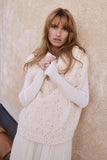 PEACH IVORY SLESS COWL W/SEQUINS