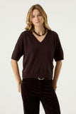 HAZEL BROWN S/SLV VNECK SWEATER