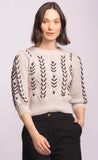 TERRACE KNIT W/EMB S/SLV SWEATER