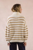 ECRU GOLD STRIPE TNECK SWEATER