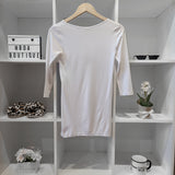 BAMBOO WHITE 3/4 SLV TOP - LOUNGEWEAR