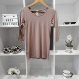 BAMBOO TAUPE 3/4 SLV TOP - LOUNGEWEAR