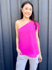 HOT PINK DOUBLE CREPE TIE SHOULDER